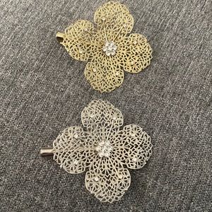 Silver and gold hair clips